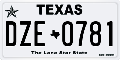 TX license plate DZE0781