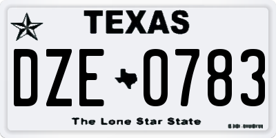 TX license plate DZE0783
