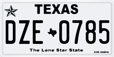 TX license plate DZE0785