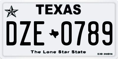 TX license plate DZE0789
