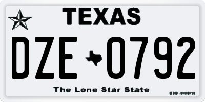 TX license plate DZE0792
