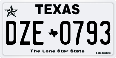 TX license plate DZE0793