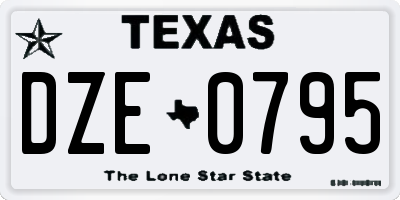 TX license plate DZE0795