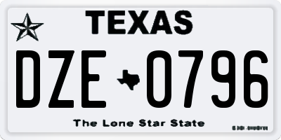 TX license plate DZE0796