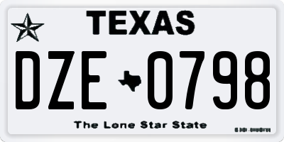 TX license plate DZE0798