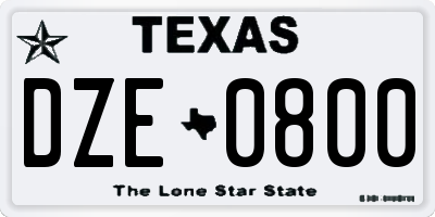 TX license plate DZE0800