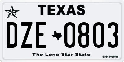 TX license plate DZE0803