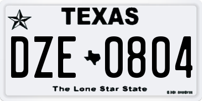 TX license plate DZE0804