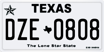 TX license plate DZE0808
