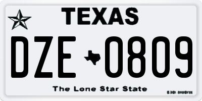 TX license plate DZE0809