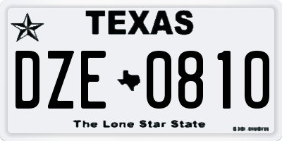 TX license plate DZE0810