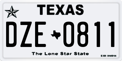 TX license plate DZE0811