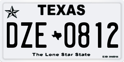 TX license plate DZE0812