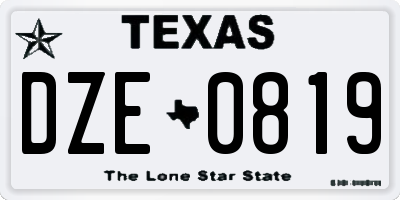 TX license plate DZE0819