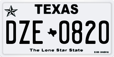 TX license plate DZE0820