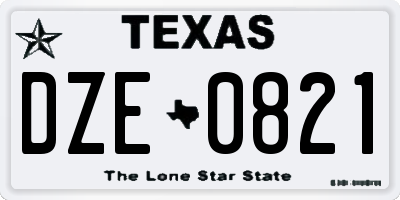 TX license plate DZE0821