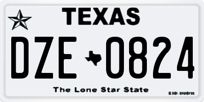 TX license plate DZE0824