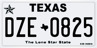 TX license plate DZE0825