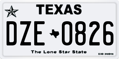 TX license plate DZE0826