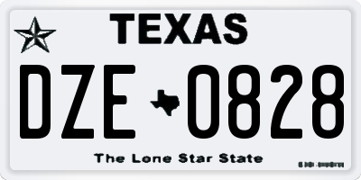 TX license plate DZE0828