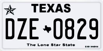 TX license plate DZE0829