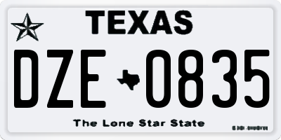 TX license plate DZE0835