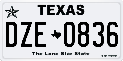 TX license plate DZE0836