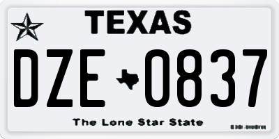 TX license plate DZE0837