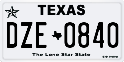TX license plate DZE0840