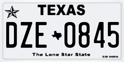 TX license plate DZE0845