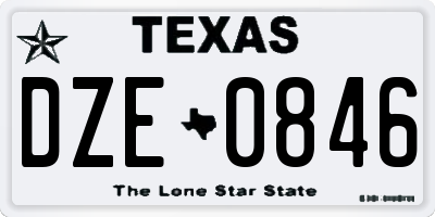 TX license plate DZE0846