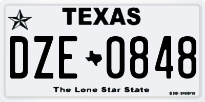 TX license plate DZE0848