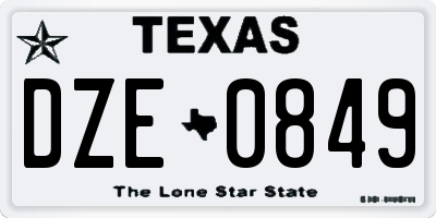 TX license plate DZE0849