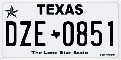 TX license plate DZE0851