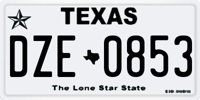 TX license plate DZE0853