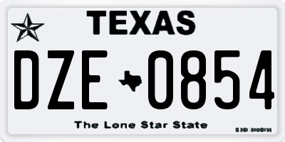 TX license plate DZE0854