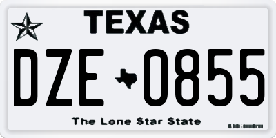 TX license plate DZE0855