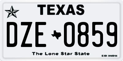 TX license plate DZE0859