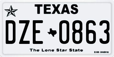 TX license plate DZE0863