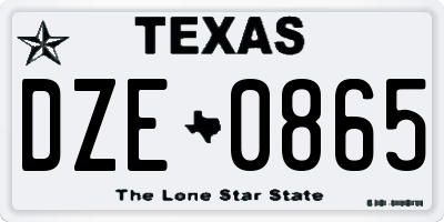 TX license plate DZE0865