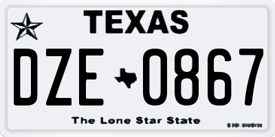 TX license plate DZE0867