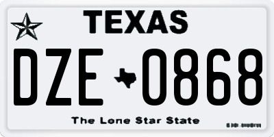 TX license plate DZE0868