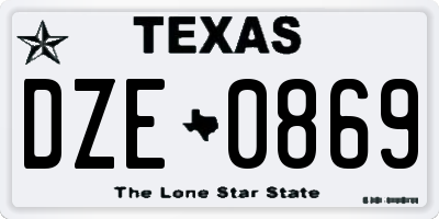 TX license plate DZE0869