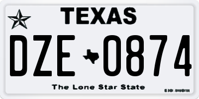TX license plate DZE0874