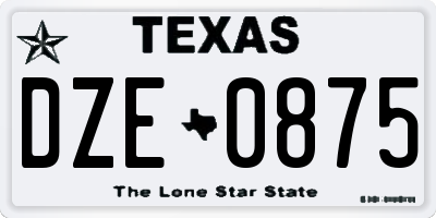 TX license plate DZE0875