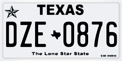 TX license plate DZE0876
