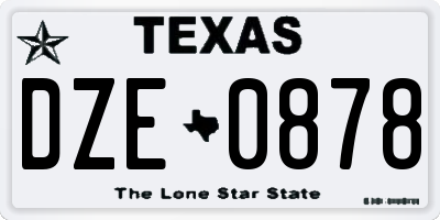 TX license plate DZE0878