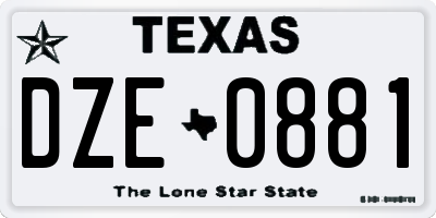 TX license plate DZE0881