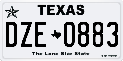 TX license plate DZE0883