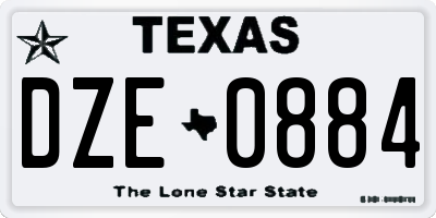 TX license plate DZE0884